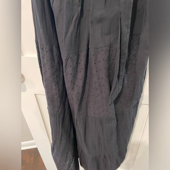 Black strapless eyelet detail dress with ruffle trim - Picture 2 of 4